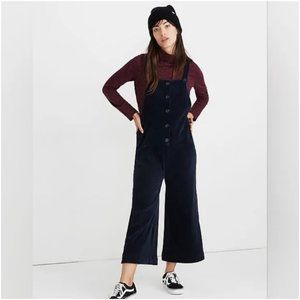 Madewell Texture & Thread Navy blue stretchy velour corduroy overalls XS